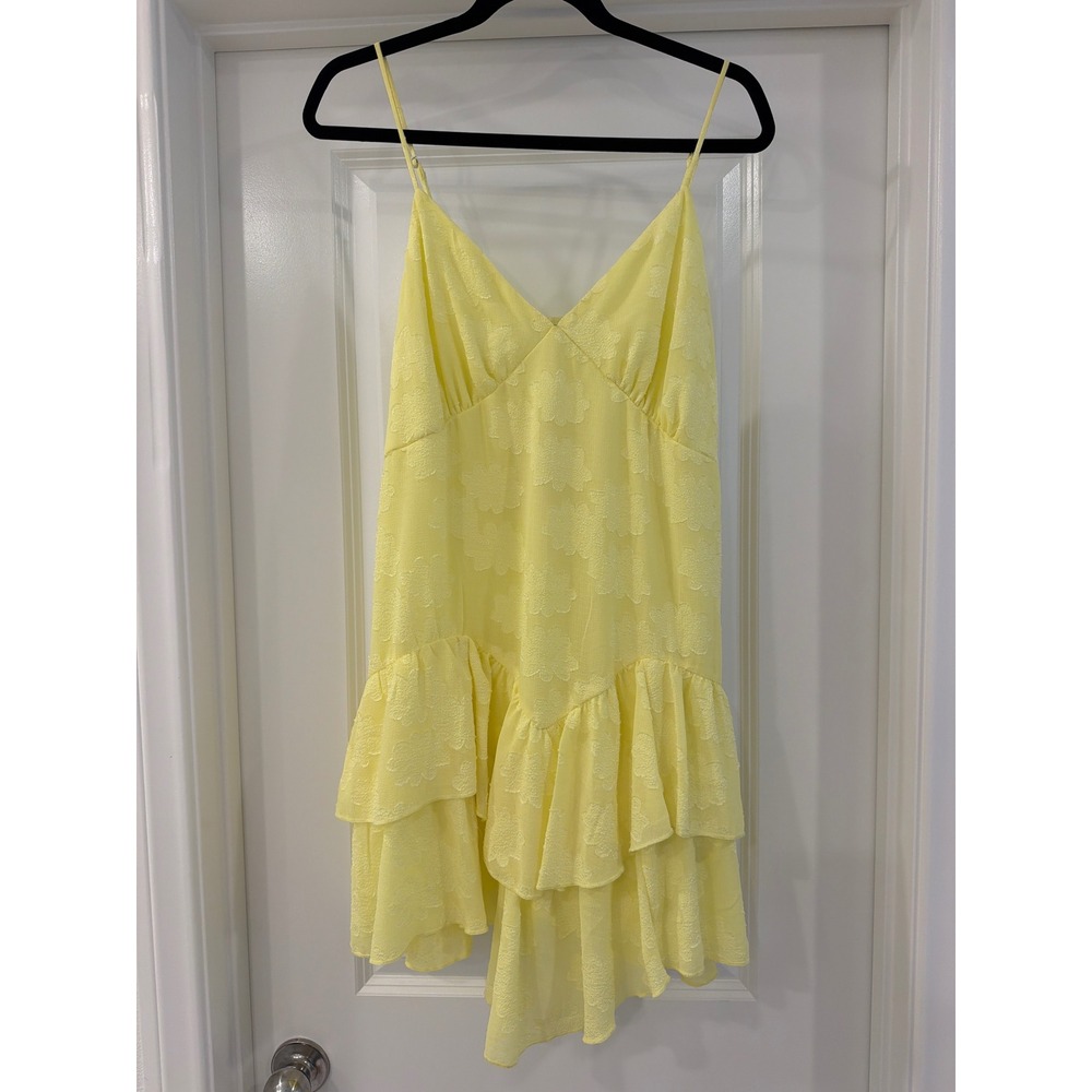 Wild Fable Yellow Floral Jacquard Ruffle Mini Dress Womens Size XL NWT